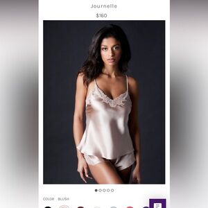 Journelle Women's Charlotte Camisole, Shorts, Set, Blush, Small 100% Silk